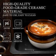 French Onion Soup Bowls with Handles, 16 Oz Ceramic Soup Serving Bowl Crocks 07FC0E-D4 - KOEEK [2]