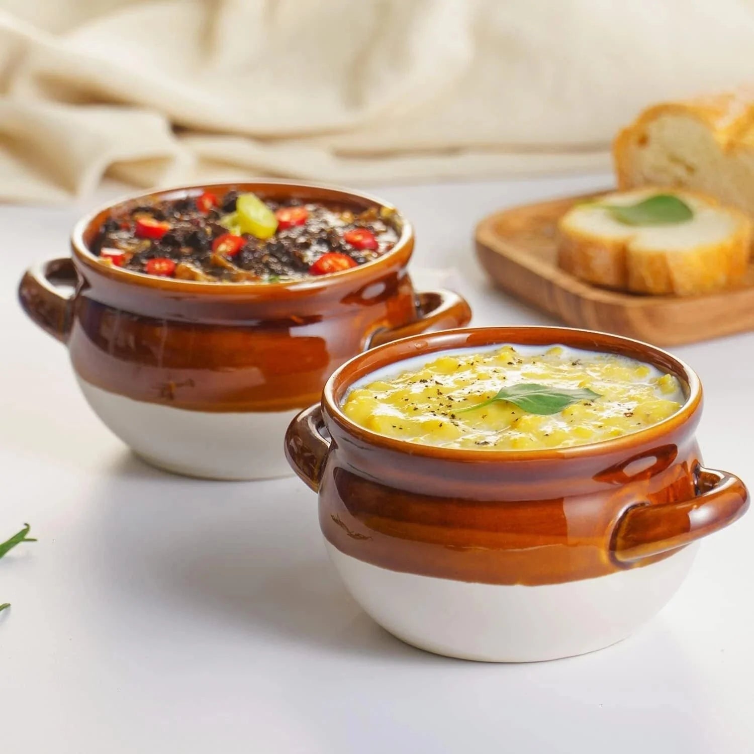 French Onion Soup Bowls with Handles, 16 Oz Ceramic Soup Serving Bowl Crocks 07FC0E-D4 - KOEEK [6]