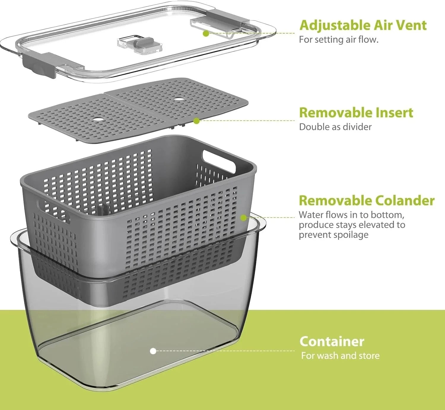 Fresh fruit and vegetable storage container, set of 3 07FC0E-D4 - KOEEK [4]