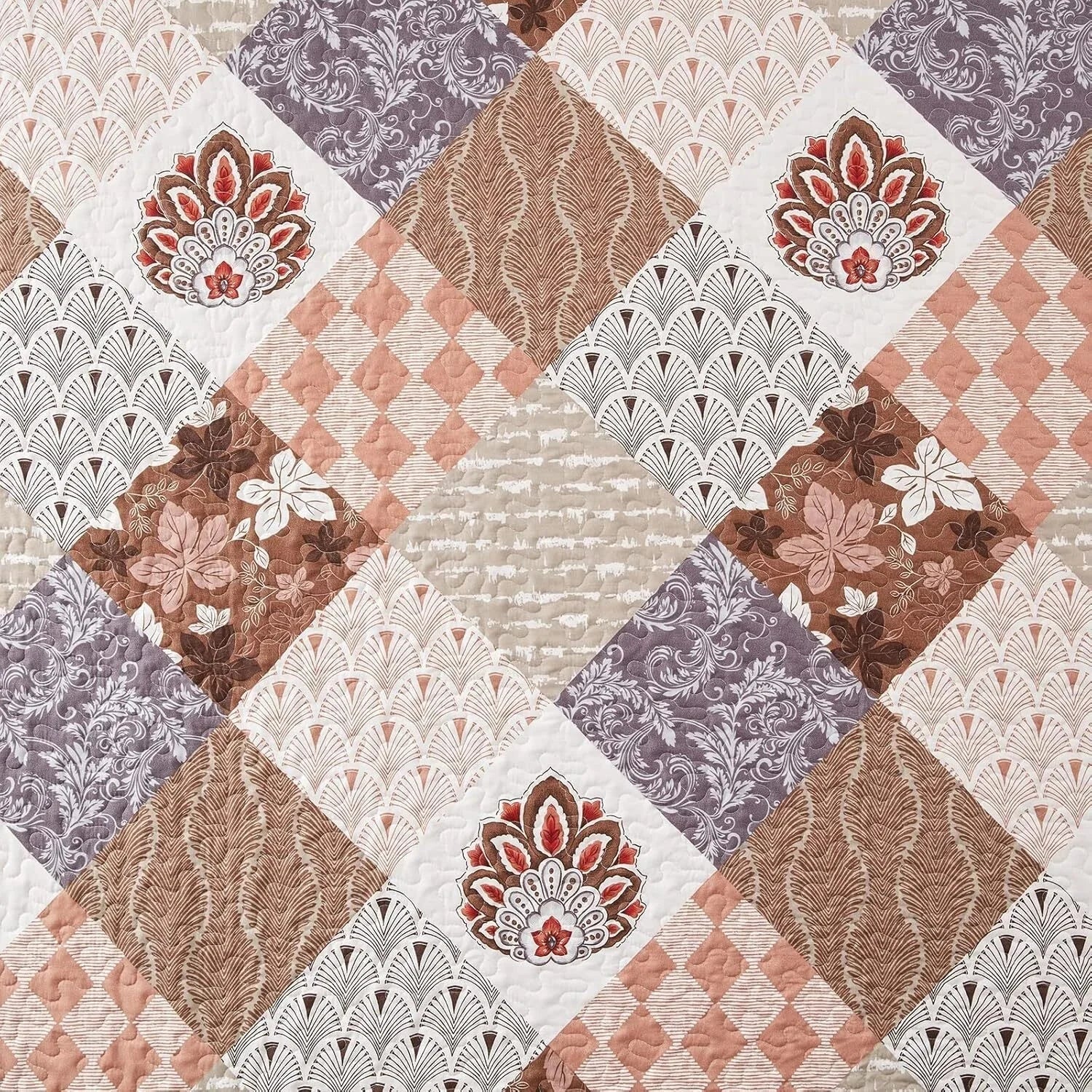 Full/Queen Size Quilt Set 3 Pieces Lightweight Reversible Bedspread-90''x98'' 07FC0E-D4 - KOEEK [5]