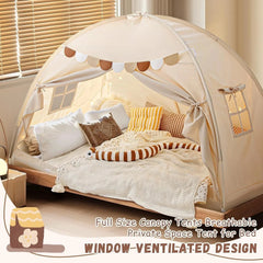 Full Size Bed Canopy Bed Tents Dream Tent on Bed Privacy Space Blackout Sleeping 07FC0E-D4 - KOEEK [4]