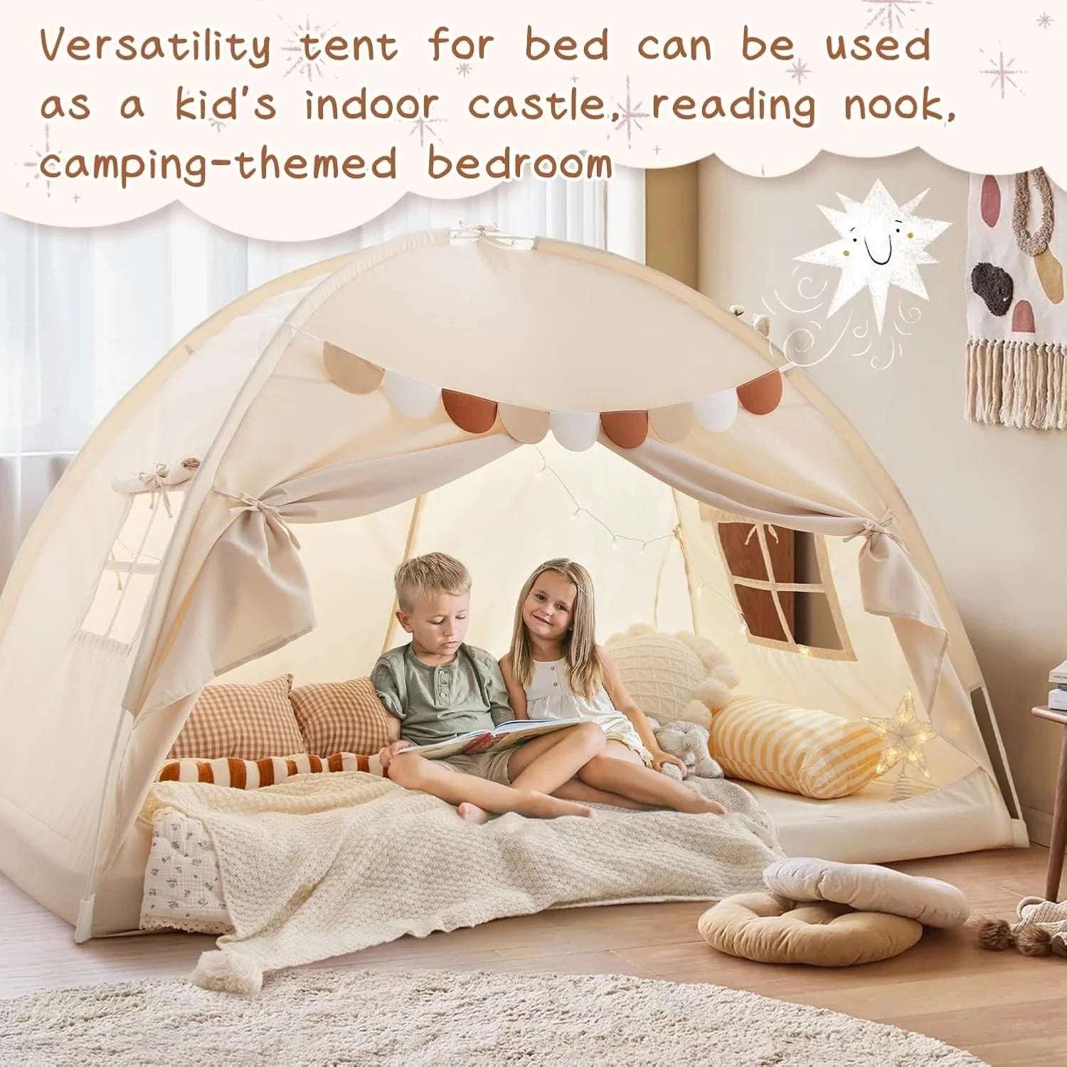 Full Size Bed Canopy Bed Tents Dream Tent on Bed Privacy Space Blackout Sleeping 07FC0E-D4 - KOEEK [5]