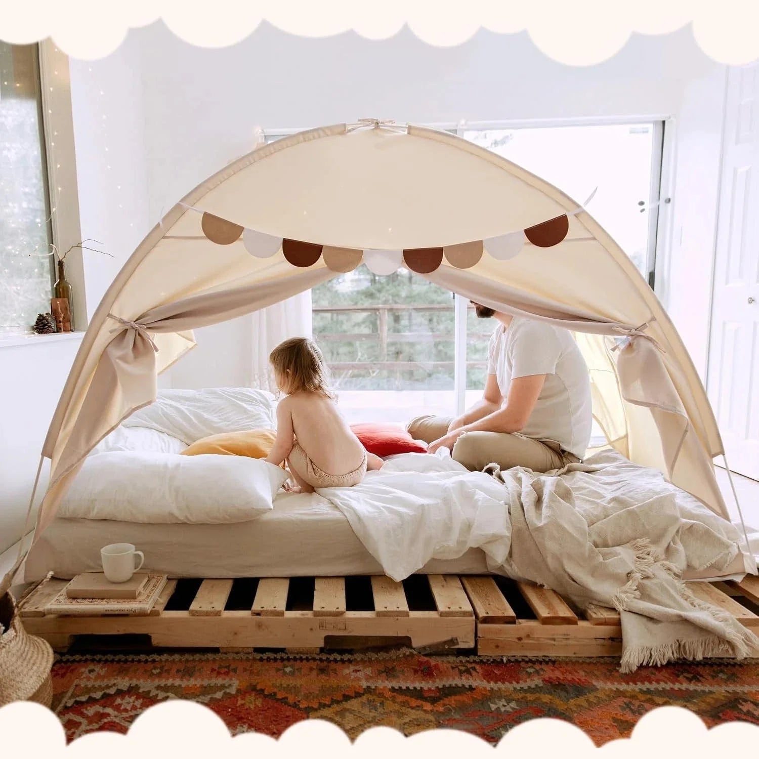 Full Size Bed Canopy Bed Tents Dream Tent on Bed Privacy Space Blackout Sleeping 07FC0E-D4 - KOEEK [7]