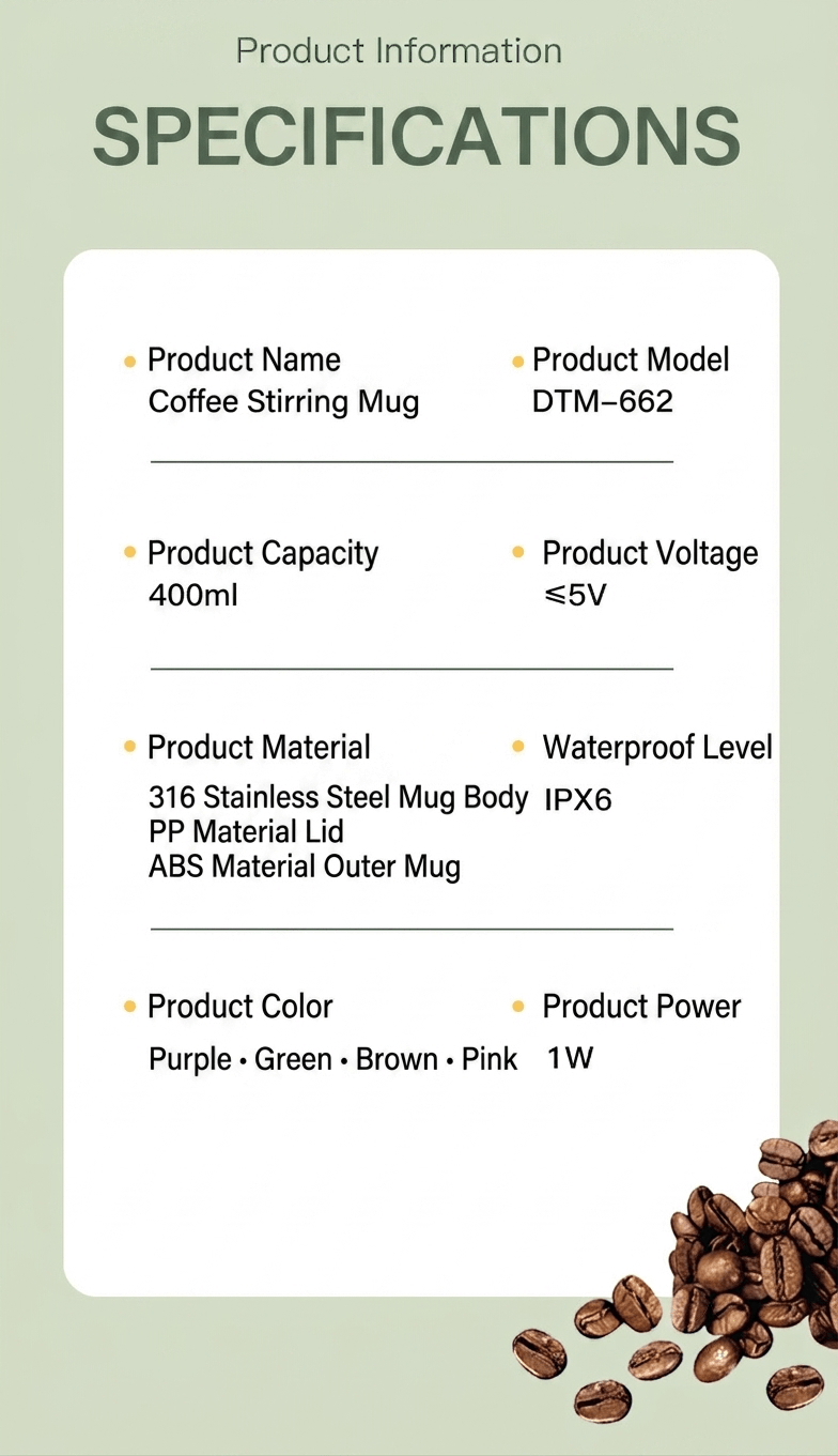 Nurnesy 350ml Electric Self-Stirring Coffee Mug - Rechargeable Waterproof Magnetic Mixing Cup KOEEK - KOEEK