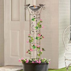 Garden Trellis Bird Bath Outdoor, 40 Inch Antique Iron Garden Plant Trellis 07FC0E-D4 - KOEEK [1]