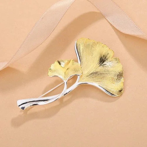 Ginkgo Leaf Brooch Vintage Creative Pin Coat Sweater Jewelry Accessory 07FC0E-D4 - KOEEK [1]