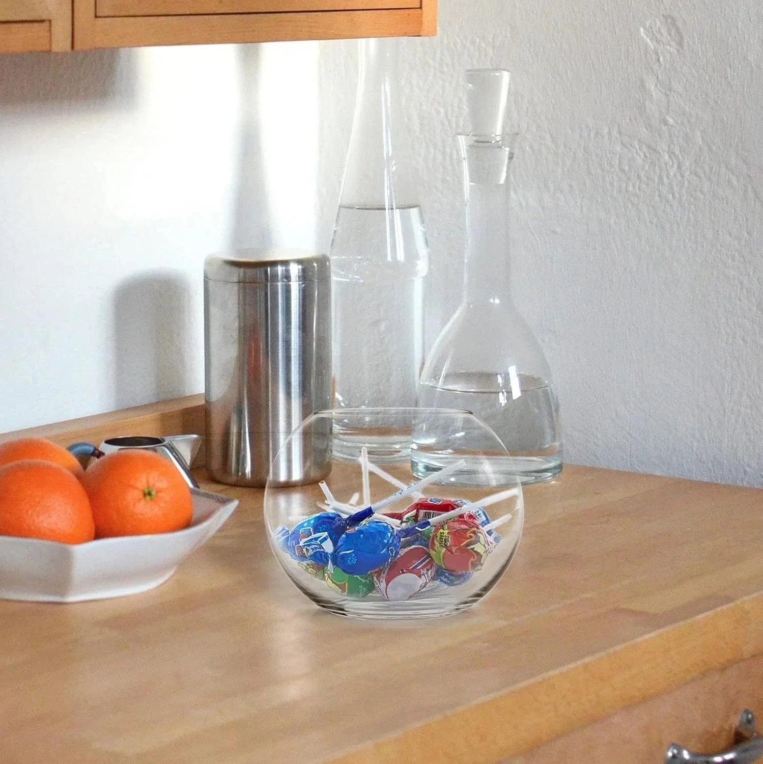 Glass Bubble Vase (H-4.5" W-5.5", Approx. 1/4 Gal.) Small Fish Bowl 07FC0E-D4 - KOEEK [5]
