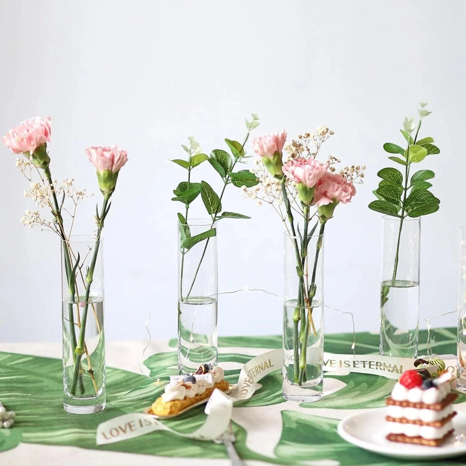 Glass Cylindrical Bud Vases for Centerpieces, Set of 12 Clear Small Vases 07FC0E-D4 - KOEEK [3]