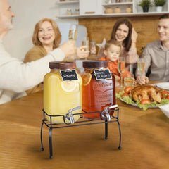 Glass Drink Dispenser for Parties, 1 Gallon Beverage Dispenser with Stand Spigot 07FC0E-D4 - KOEEK [2]