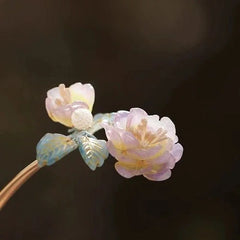 Glass Flower Hairpin Chinese Style Vintage Hair Stick For Bun Dance Accessories 07FC0E-D4 - KOEEK [2]
