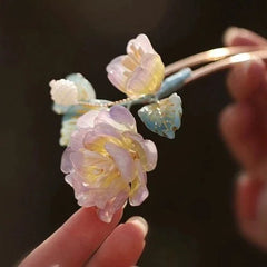 Glass Flower Hairpin Chinese Style Vintage Hair Stick For Bun Dance Accessories 07FC0E-D4 - KOEEK [3]