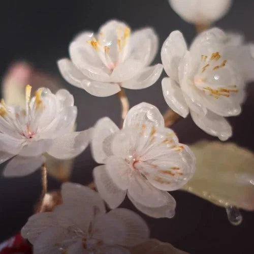 Glass Flower Hairpin Tassel Hanfu Hair Clip Vintage Chinese Style Headpiece 07FC0E-D4 - KOEEK [7]