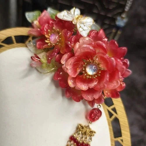 Glass Hanfu Hairpin with Tassels  Chinese Style Traditional Headpiece 07FC0E-D4 - KOEEK [4]