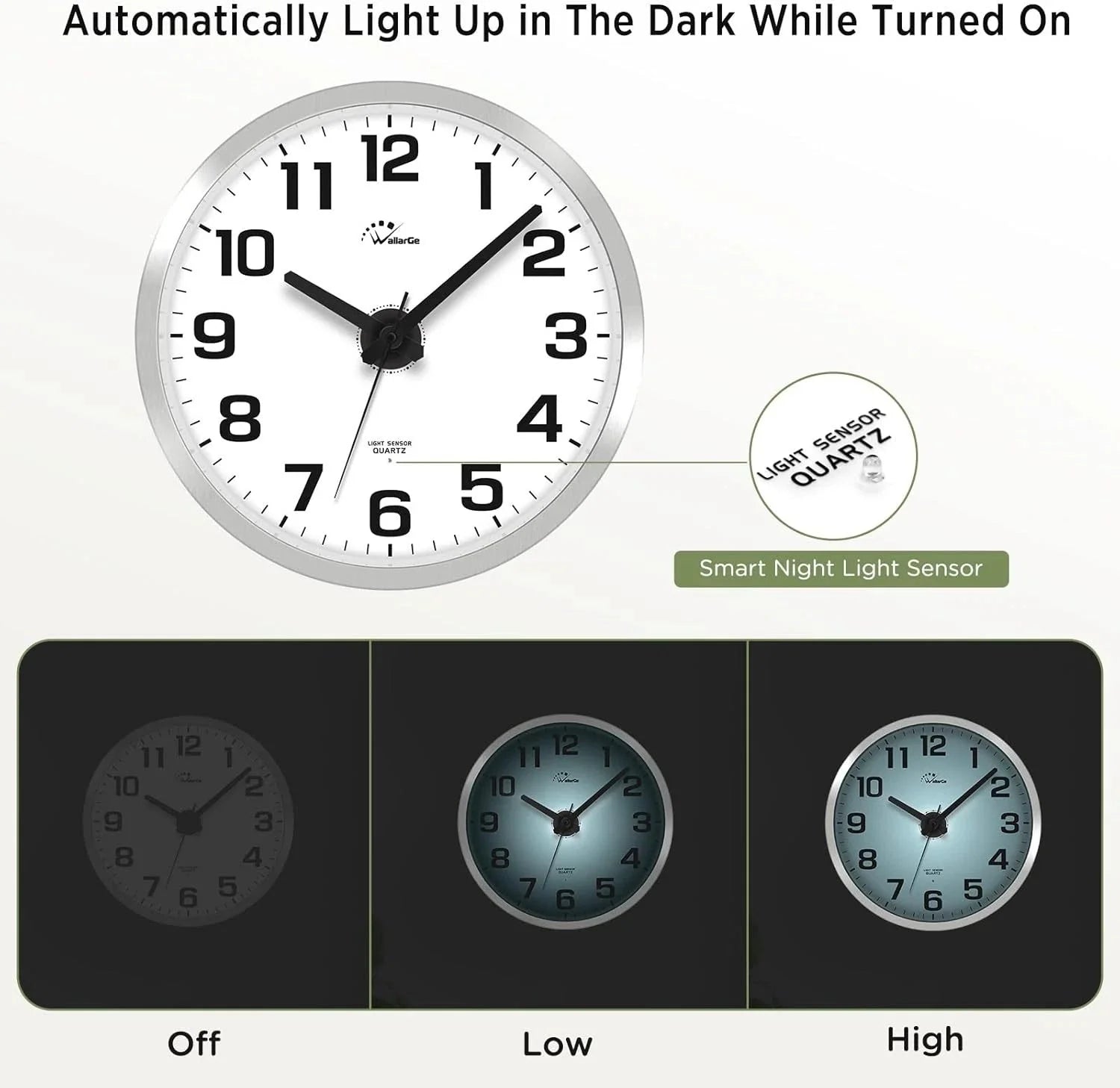 Glow-in-the-dark wall clock,specially designed for bedrooms - Silent wall clock 07FC0E-D4 - KOEEK [3]