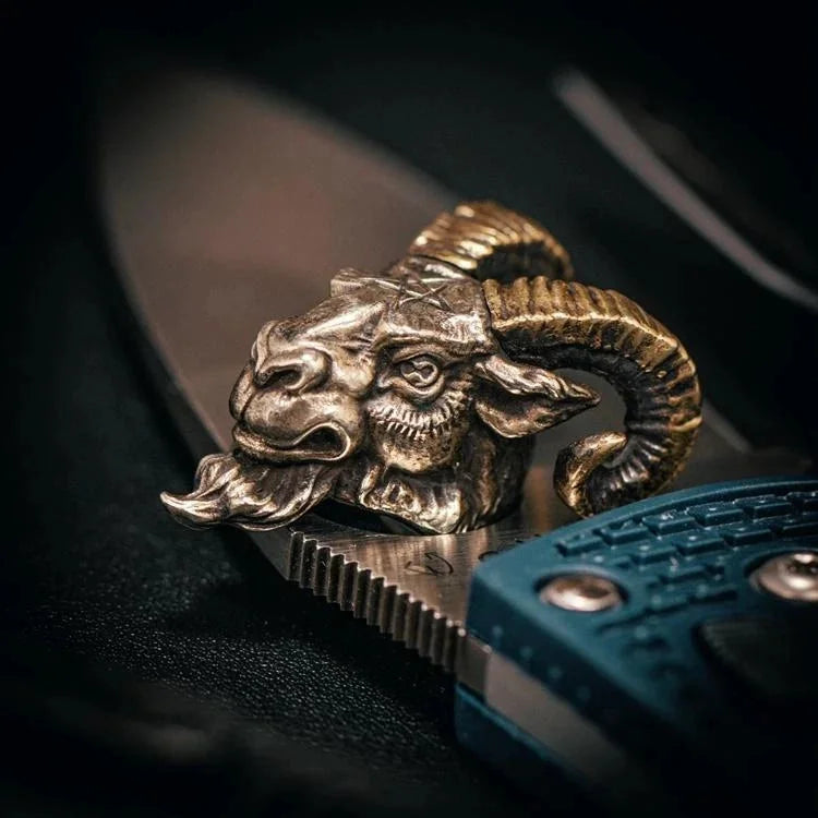 Goat Head Sculpture Bead EDC Pull Keychain Knife Pendant Lanyard Paracord Toys 07FC0E-D4 - KOEEK [5]