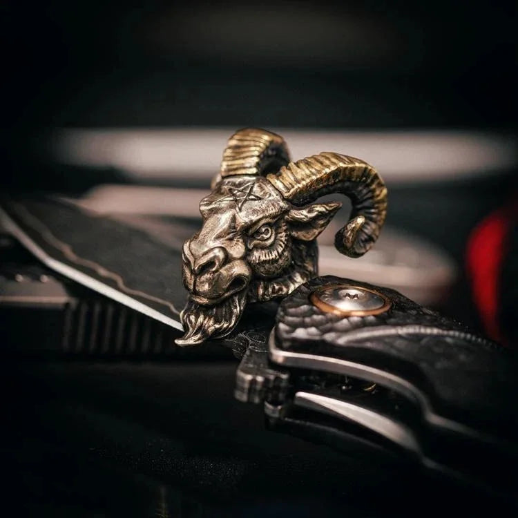 Goat Head Sculpture Bead EDC Pull Keychain Knife Pendant Lanyard Paracord Toys 07FC0E-D4 - KOEEK [8]