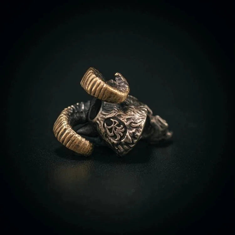 Goat Head Sculpture Bead EDC Pull Keychain Knife Pendant Lanyard Paracord Toys 07FC0E-D4 - KOEEK [9]