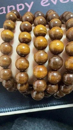 Gold Phoebe Nanmu 108 Beads Bracelet Water Grain 8mm Prayer Beads 07FC0E-D4 - KOEEK [3]