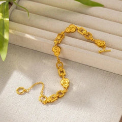 Gold Plated Blessing Linked Bead Bracelet Chinese Style Jewelry For Women 07FC0E-D4 - KOEEK [2]