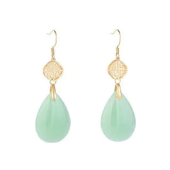 Gold Plated Chinese Style Hetian Jade Waterdrop Earrings Qipao Jewelry 07FC0E-D4 - KOEEK [4]