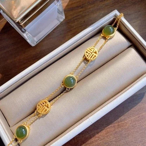 Gold Plated Fu Character Bracelet Chinese Ethnic Style Vintage Womens Jewelry 07FC0E-D4 - KOEEK [7]
