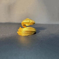 Gold Plated Koi Fish Ring Women's Chinese Style Vintage Adjustable Band 07FC0E-D4 - KOEEK [1]