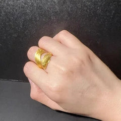 Gold Plated Koi Fish Ring Women's Chinese Style Vintage Adjustable Band 07FC0E-D4 - KOEEK [2]