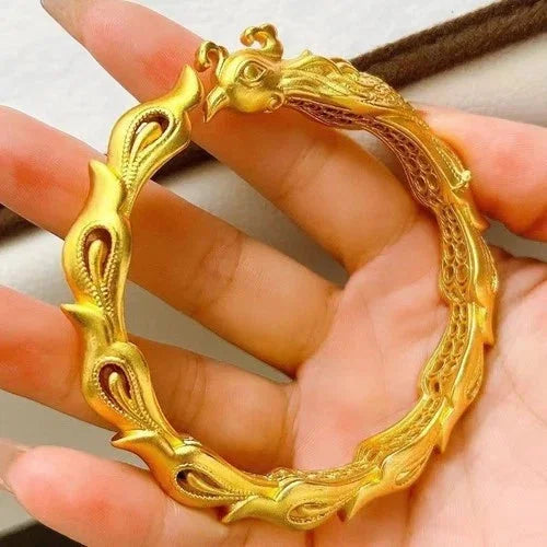 Gold Plated Phoenix Bracelet Chinese Style Vintage Wedding Jewelry For Women 07FC0E-D4 - KOEEK [1]