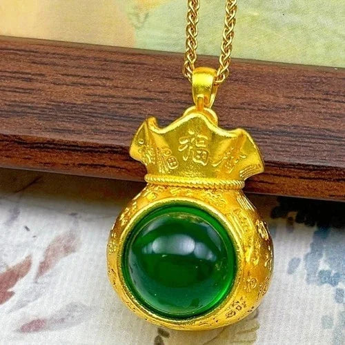 Gold Plated Rotating Lucky Bag Pendant Necklace Hundred Blessings Money Pouch1pc 07FC0E-D4 - KOEEK [1]