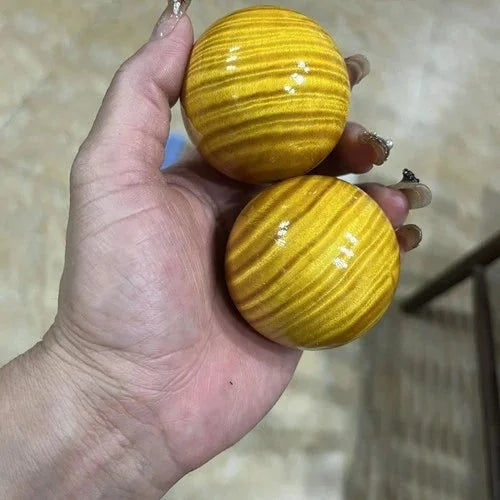 Golden Nanmu Health Balls 1.97in Large Leaf Nanmu Solid Wood Massage Pair Gift 07FC0E-D4 - KOEEK [1]