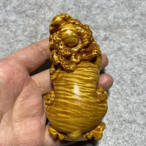 Golden Nanmu Pixiu 9.7×4.8×4.0cm Hand Carved Wenwan Random Color 07FC0E-D4 - KOEEK [1]