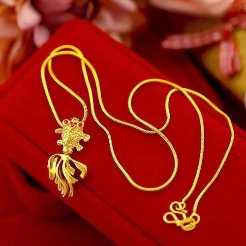 Goldfish Pendant Sand Gold Necklace Women’s Jewelry 07FC0E-D4 - KOEEK [3]