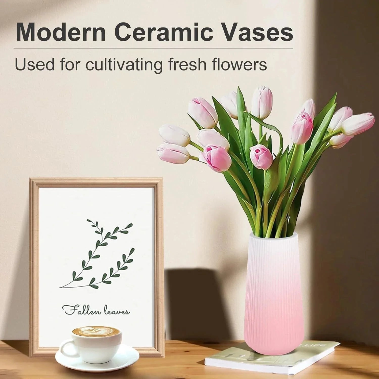 Gradient Pink Ceramic Vase,Small Cute Flower Vase for Pampas Grass, Home, Room 07FC0E-D4 - KOEEK [3]