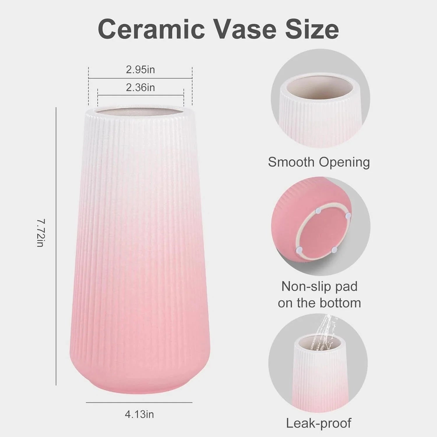 Gradient Pink Ceramic Vase,Small Cute Flower Vase for Pampas Grass, Home, Room 07FC0E-D4 - KOEEK [6]