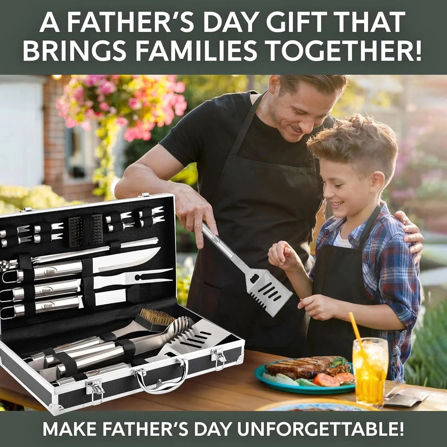 Grilling Accessories, Dad Gifts for Fathers Day Grilling Gifts, Heavy Stainless 07FC0E-D4 - KOEEK [2]
