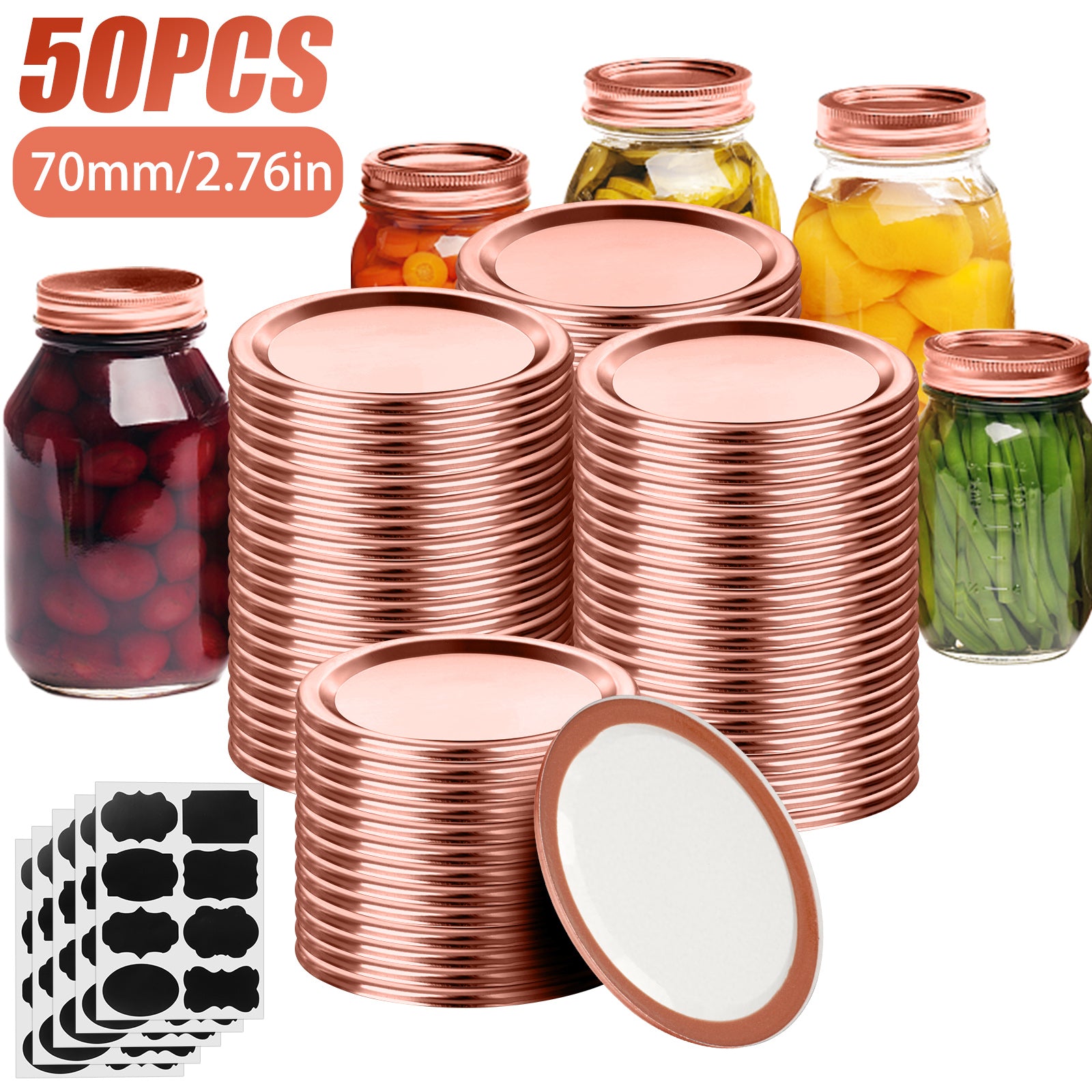 100PCS 87/70mm Regular Wide Mouth Canning Lid Mason Jar Leakproof Durable Reused koeek - KOEEK