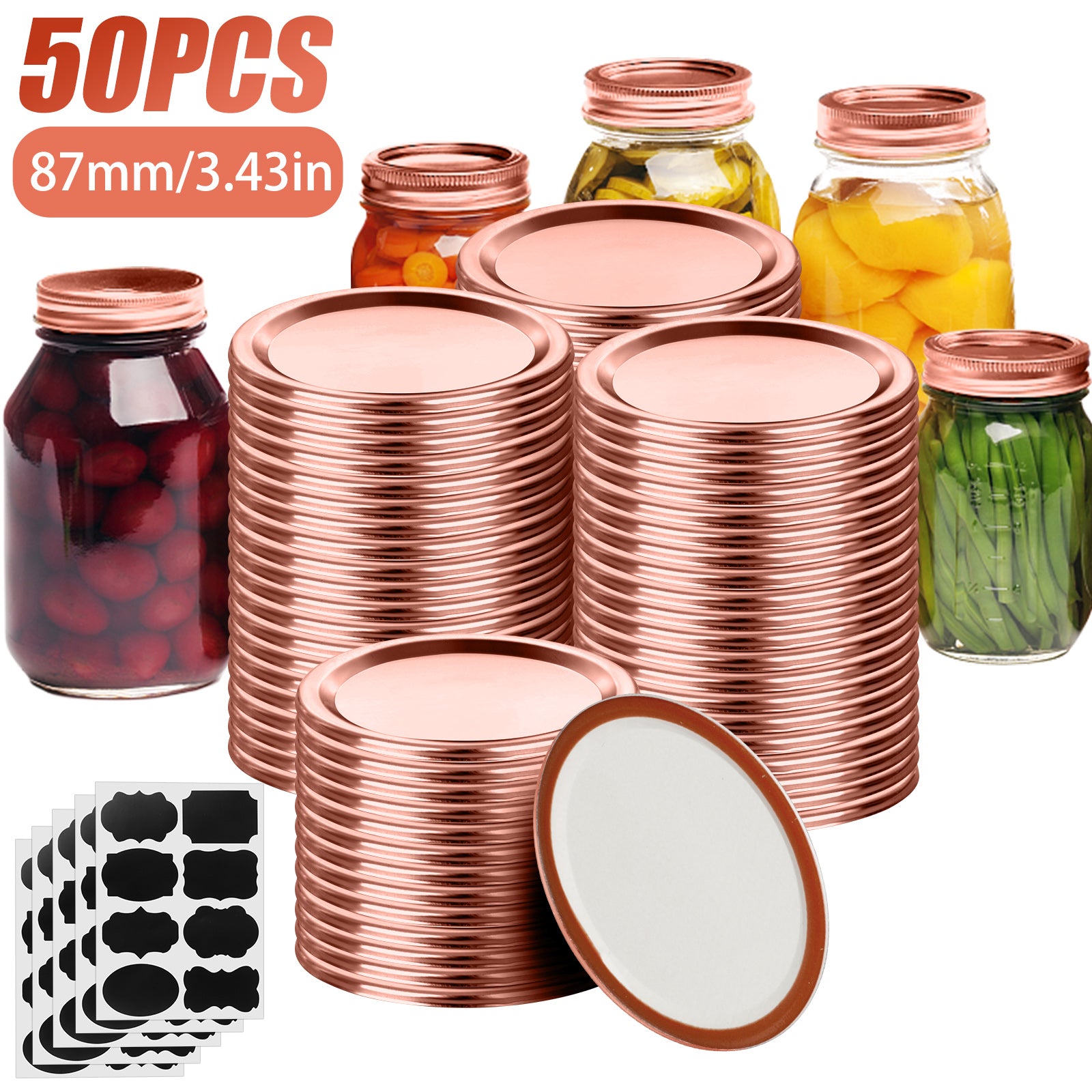 100PCS 87/70mm Regular Wide Mouth Canning Lid Mason Jar Leakproof Durable Reused koeek - KOEEK