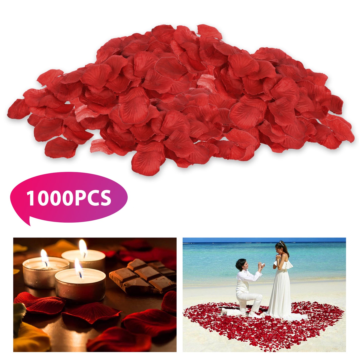 1000PCS Set Artificial Fake Rose Petals Wedding Event Romantic Night Party Decor koeek - KOEEK