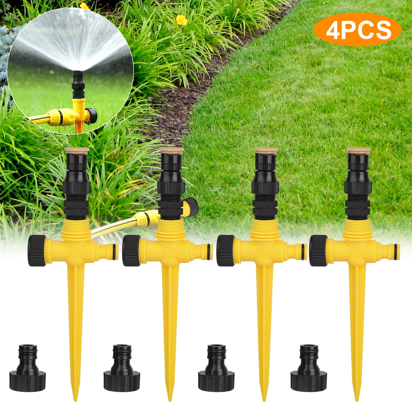 1-4x 360° Garden Lawn Automatic Sprinkler System