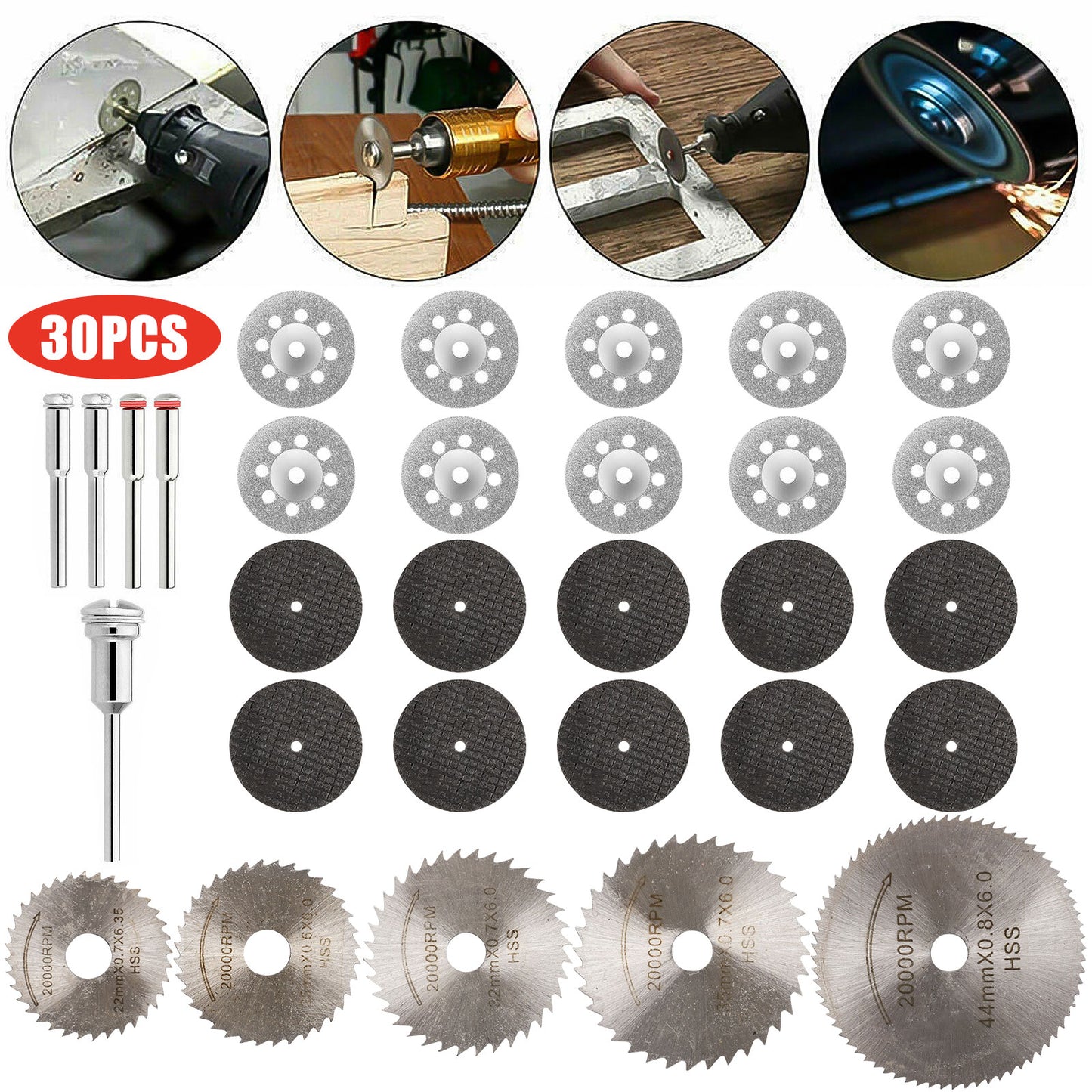 10/60x Diamond Cutting Wheel Saw Blades Cut Off Discs Set for Dremel Rotary Tool koeek - KOEEK