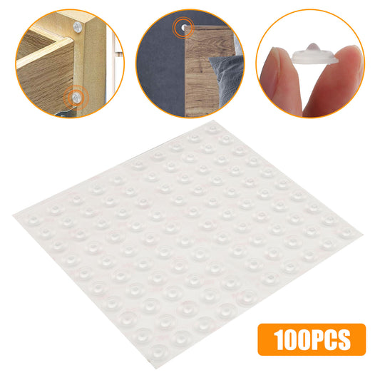 100 Adhesive Rubber Feet Bumper Stops w/Nip Door Cupboard Drawer Cabinet Kitchen
