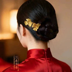 Hairpin Apricot Leaf Hair Comb  Chinese Style Wedding Qipao Hanfu Headpiece 07FC0E-D4 - KOEEK [3]