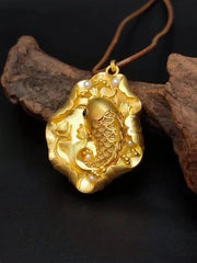 Handmade Fish Pendant Necklace Filigree Inlay Pearl Vintage Style Carved Jewelry 07FC0E-D4 - KOEEK [2]