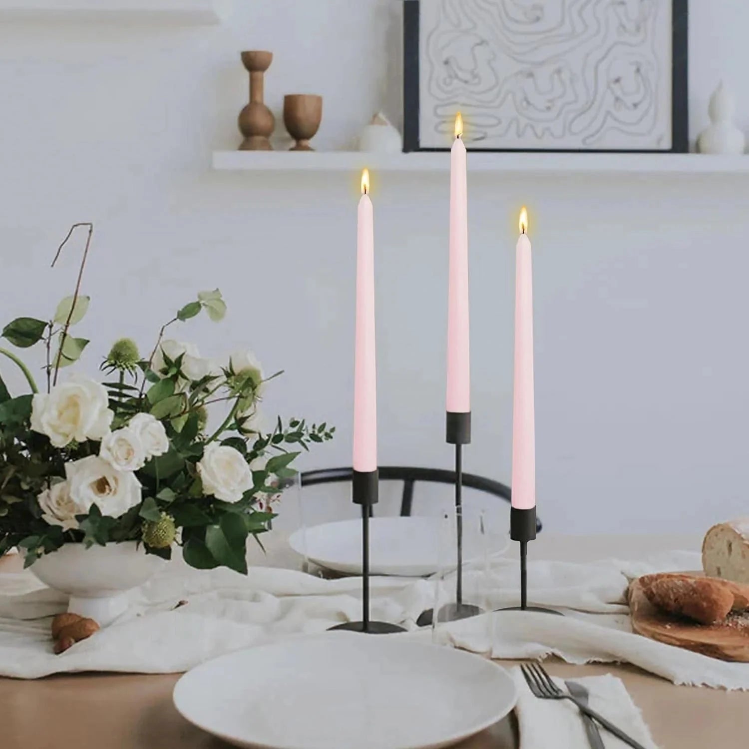 Handmade Light Pink Colored Taper Candlesticks Rose Scented Taper Candles Long 07FC0E-D4 - KOEEK [5]