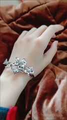 Handmade Magnolia Ladies Bracelet Exquisite Beautiful Fashion Silver Jewelry 07FC0E-D4 - KOEEK [2]