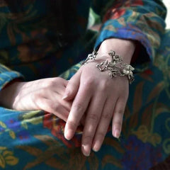 Handmade Magnolia Ladies Bracelet Exquisite Beautiful Fashion Silver Jewelry 07FC0E-D4 - KOEEK [3]