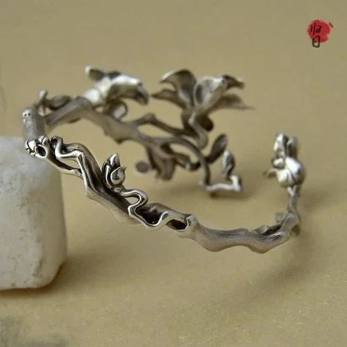 Handmade Magnolia Ladies Bracelet Exquisite Beautiful Fashion Silver Jewelry 07FC0E-D4 - KOEEK [6]