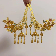 Handmade Plum Blossom Tassel Hairpin Traditional Hanfu Hair Accessory Jewelry 07FC0E-D4 - KOEEK [3]