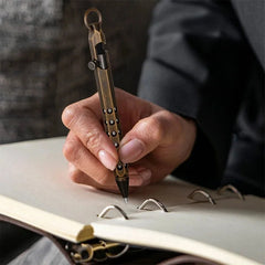 Handmade Six-Edge Brass Pen Practical Ballpoint Pen Pocket Keychain EDC Pen 07FC0E-D4 - KOEEK [3]