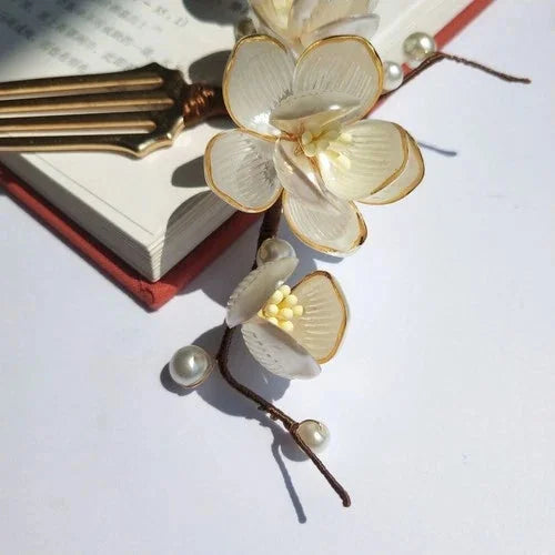 Handmade White Jade Hairpin Magnolia Flower Chinese Style Hanfu Jewelry 07FC0E-D4 - KOEEK [5]